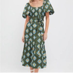 Tuckernuck Olive and Aqua Diamond Clary Dress